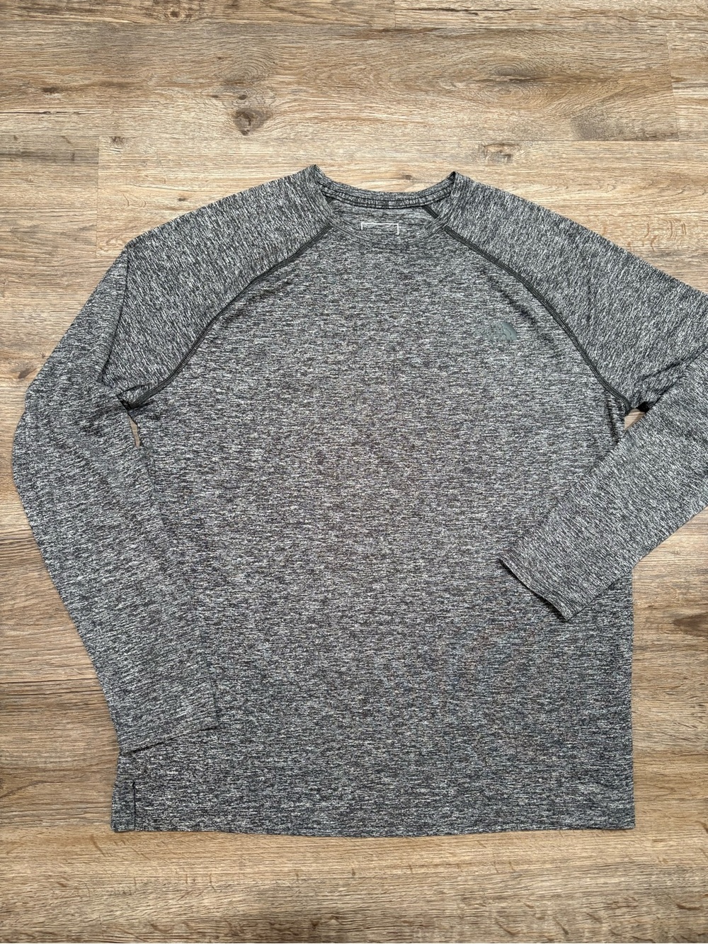 The North Face Heathered Gray Crew Tee with White Logo
